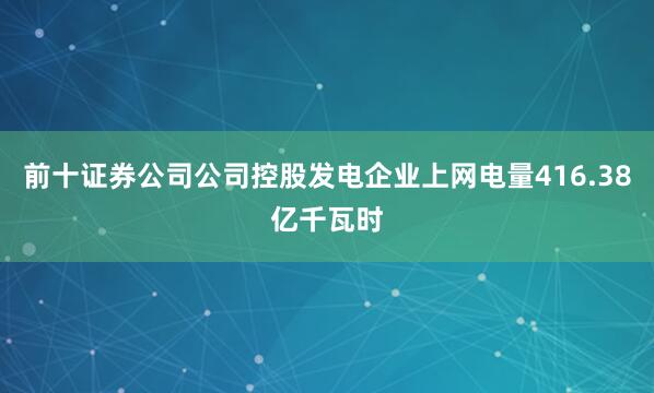 前十证券公司公司控股发电企业上网电量416.38亿千瓦时